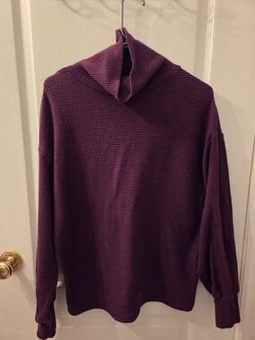Rebel Sugar Ribbed Turtleneck Sweater in Deep Plum